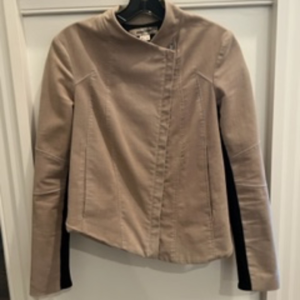 Helmut Lang  Moto Asymmetrical Double Zip Pima Cotton Lined Crop Jacket